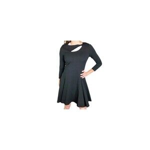 Halston Heritage Size 8 Black Fit And Flare Mini Dress Stretchy Lined